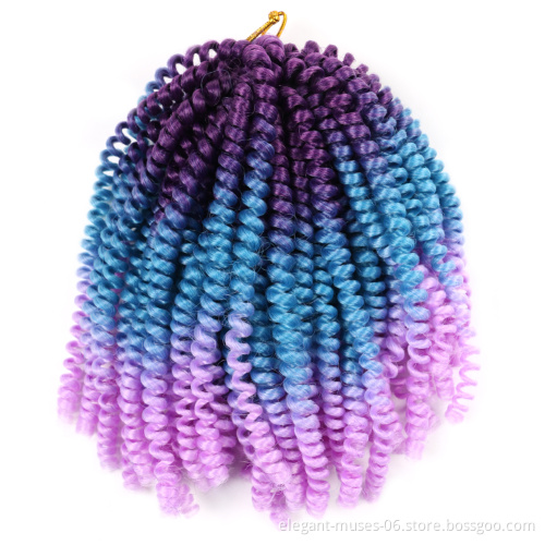 Wholesale Synthetic Spring Curl Crochet Braids 8 Inch Nubian Hair Products Kenya 12 Inches Spring Twist Braiding Hair